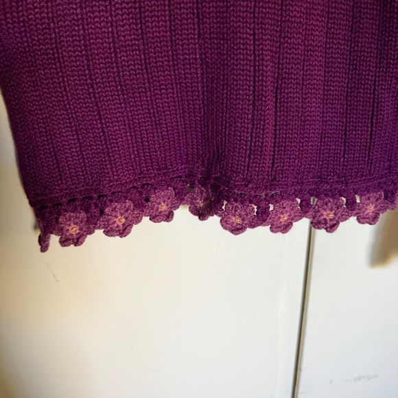 Vintage April Cornell Sweater With Crochet Floral Details Wool Blend Medium - Picture 7 of 12